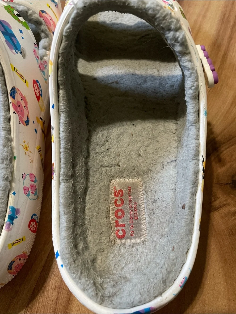 Disney Pixar Crocs Toy to the World Faux Fur Lined Slides Unisex Size 10M 12W
